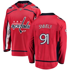 Washington Capitals Joe Snively Official Red Fanatics Branded Breakaway Youth Home NHL Hockey Jersey