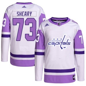 Washington Capitals Conor Sheary Official White/Purple Adidas Authentic Youth Hockey Fights Cancer Primegreen NHL Hockey Jersey