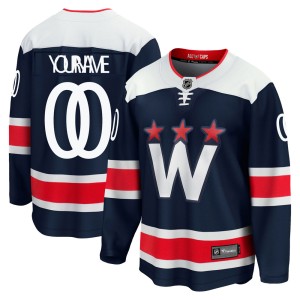 Washington Capitals Custom Official Navy Fanatics Branded Premier Youth Customzied Breakaway 2020/21 Alternate NHL Hockey Jersey