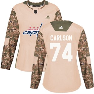 Washington Capitals John Carlson Official Camo Adidas Authentic Women's Veterans Day Practice NHL Hockey Jersey