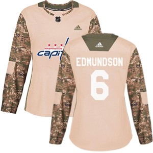 Washington Capitals Joel Edmundson Official Camo Adidas Authentic Women's Veterans Day Practice NHL Hockey Jersey