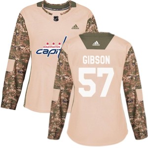 Washington Capitals Mitchell Gibson Official Camo Adidas Authentic Women's Veterans Day Practice NHL Hockey Jersey