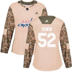 Washington Capitals Matthew Irwin Official Camo Adidas Authentic Women's Veterans Day Practice NHL Hockey Jersey