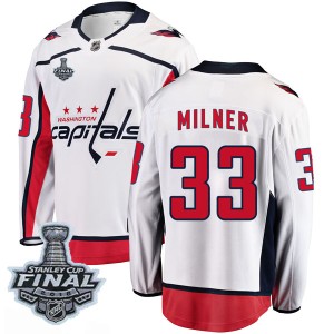 Washington Capitals Parker Milner Official White Fanatics Branded Breakaway Adult Away 2018 Stanley Cup Final Patch NHL Hockey J