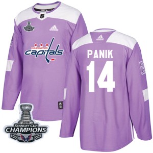Washington Capitals Richard Panik Official Purple Adidas Authentic Adult Fights Cancer Practice 2018 Stanley Cup Champions Patch