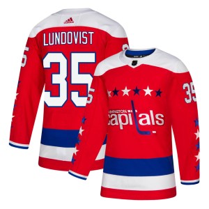 Washington Capitals Henrik Lundqvist Official Red Adidas Authentic Adult Alternate NHL Hockey Jersey