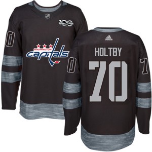 Washington Capitals Braden Holtby Official Black Adidas Authentic Adult 1917-2017 100th Anniversary NHL Hockey Jersey