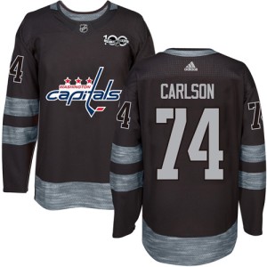 Washington Capitals John Carlson Official Black Adidas Authentic Adult 1917-2017 100th Anniversary NHL Hockey Jersey