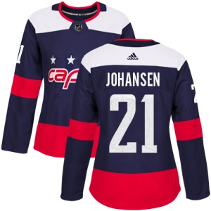 Washington Capitals Lucas Johansen Official Navy Blue Adidas Authentic Women's 2018 Stadium Series NHL Hockey Jersey