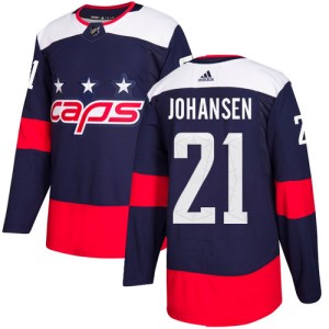 Washington Capitals Lucas Johansen Official Navy Blue Adidas Authentic Youth 2018 Stadium Series NHL Hockey Jersey