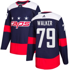 Washington Capitals Nathan Walker Official Navy Blue Adidas Authentic Adult 2018 Stadium Series NHL Hockey Jersey
