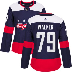 Washington Capitals Nathan Walker Official Navy Blue Adidas Authentic Women's 2018 Stadium Series NHL Hockey Jersey