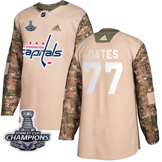 Washington Capitals Adam Oates Official Camo Adidas Authentic Youth Veterans Day Practice 2018 Stanley Cup Champions Patch NHL H
