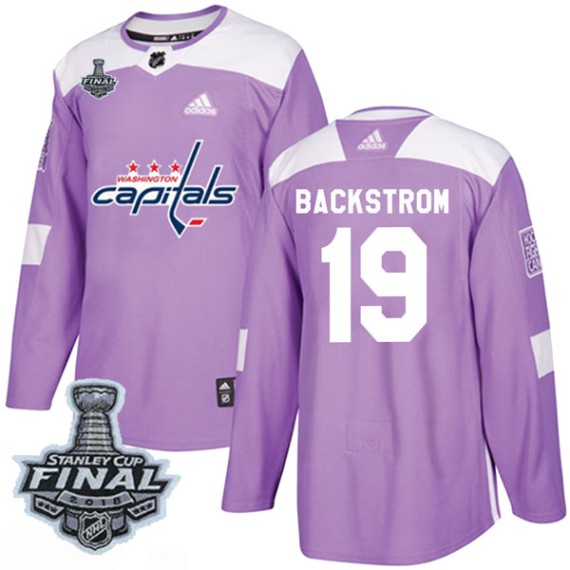 Washington Capitals Nicklas Backstrom Official Purple Adidas Authentic Youth Fights Cancer Practice 2018 Stanley Cup Final Patch