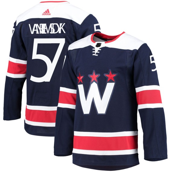 Washington Capitals Trevor van Riemsdyk Official Navy Adidas Authentic Adult 2020/21 Alternate Primegreen Pro NHL Hockey Jersey