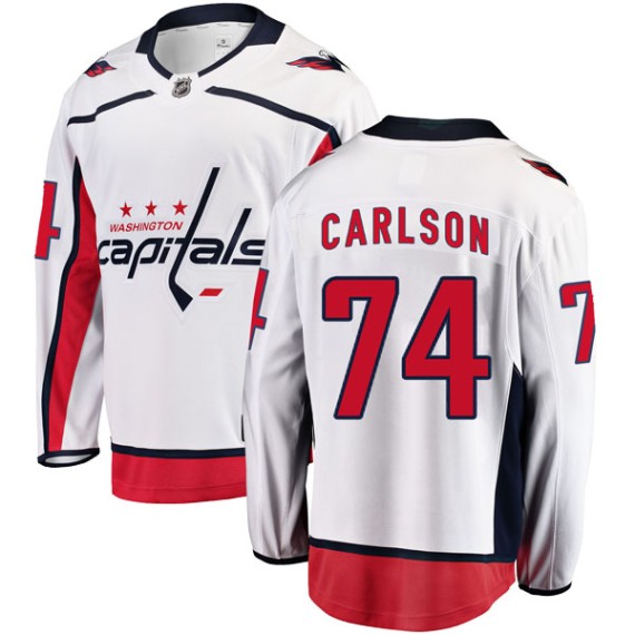 Washington Capitals John Carlson Official White Fanatics Branded Breakaway Youth Away NHL Hockey Jersey