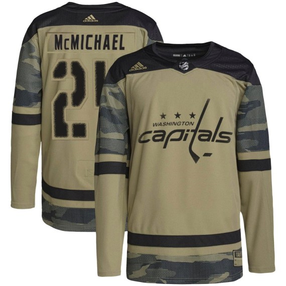 Washington Capitals Connor McMichael Official Camo Adidas Authentic Adult Military Appreciation Practice NHL Hockey Jersey