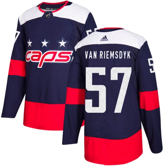 Washington Capitals Trevor van Riemsdyk Official Navy Blue Adidas Authentic Youth 2018 Stadium Series NHL Hockey Jersey