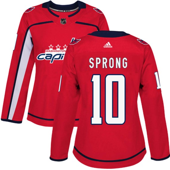 Washington Capitals Daniel Sprong Official Red Adidas Authentic Women's ized Home NHL Hockey Jersey