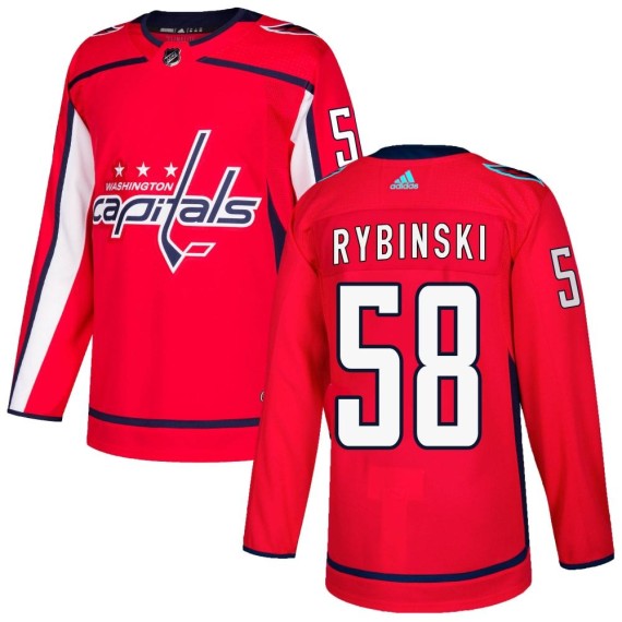 Washington Capitals Henrik Rybinski Official Red Adidas Authentic Youth Home NHL Hockey Jersey