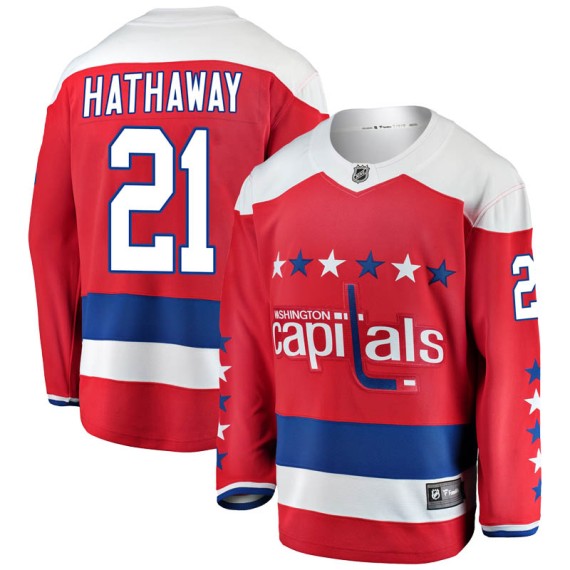 Washington Capitals Garnet Hathaway Official Red Fanatics Branded Breakaway Adult Alternate NHL Hockey Jersey