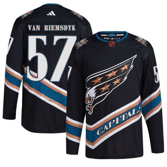 Washington Capitals Trevor van Riemsdyk Official Black Adidas Authentic Adult Reverse Retro 2.0 NHL Hockey Jersey