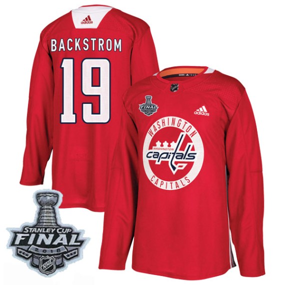 Washington Capitals Nicklas Backstrom Official Red Adidas Authentic Adult Practice 2018 Stanley Cup Final Patch NHL Hockey Jersey