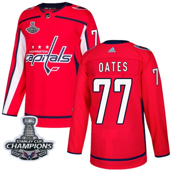 Washington Capitals Adam Oates Official Red Adidas Authentic Adult Home 2018 Stanley Cup Champions Patch NHL Hockey Jersey