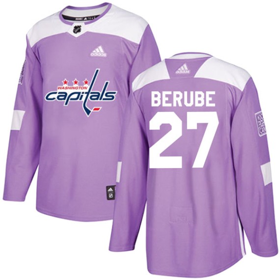 Washington Capitals Craig Berube Official Purple Adidas Authentic Adult Fights Cancer Practice NHL Hockey Jersey
