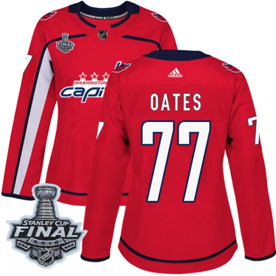 Washington Capitals Adam Oates Official Red Adidas Authentic Women's Home 2018 Stanley Cup Final Patch NHL Hockey Jersey