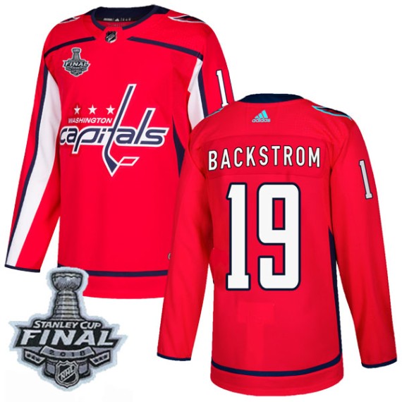 Washington Capitals Nicklas Backstrom Official Red Adidas Authentic Adult Home 2018 Stanley Cup Final Patch NHL Hockey Jersey