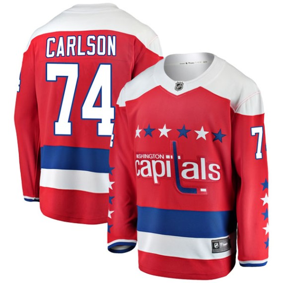 Washington Capitals John Carlson Official Red Fanatics Branded Breakaway Youth Alternate NHL Hockey Jersey
