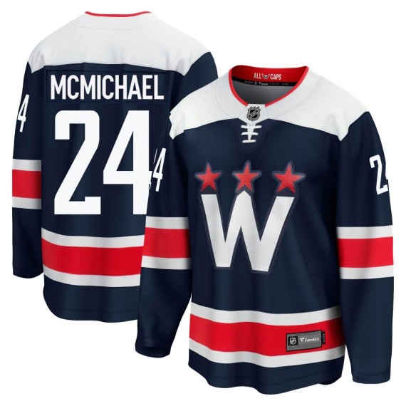 Washington Capitals Connor McMichael Official Navy Fanatics Branded Premier Adult zied Breakaway 2020/21 Alternate NHL Hockey Jersey