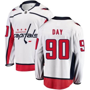 Washington Capitals Logan Day Official White Fanatics Branded Breakaway Youth Away NHL Hockey Jersey