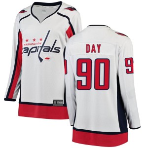 Washington Capitals Logan Day Official White Fanatics Branded Breakaway Women's Away NHL Hockey Jersey