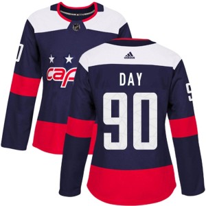 Washington Capitals Logan Day Official Navy Blue Adidas Authentic Women's 2018 Stadium Series NHL Hockey Jersey